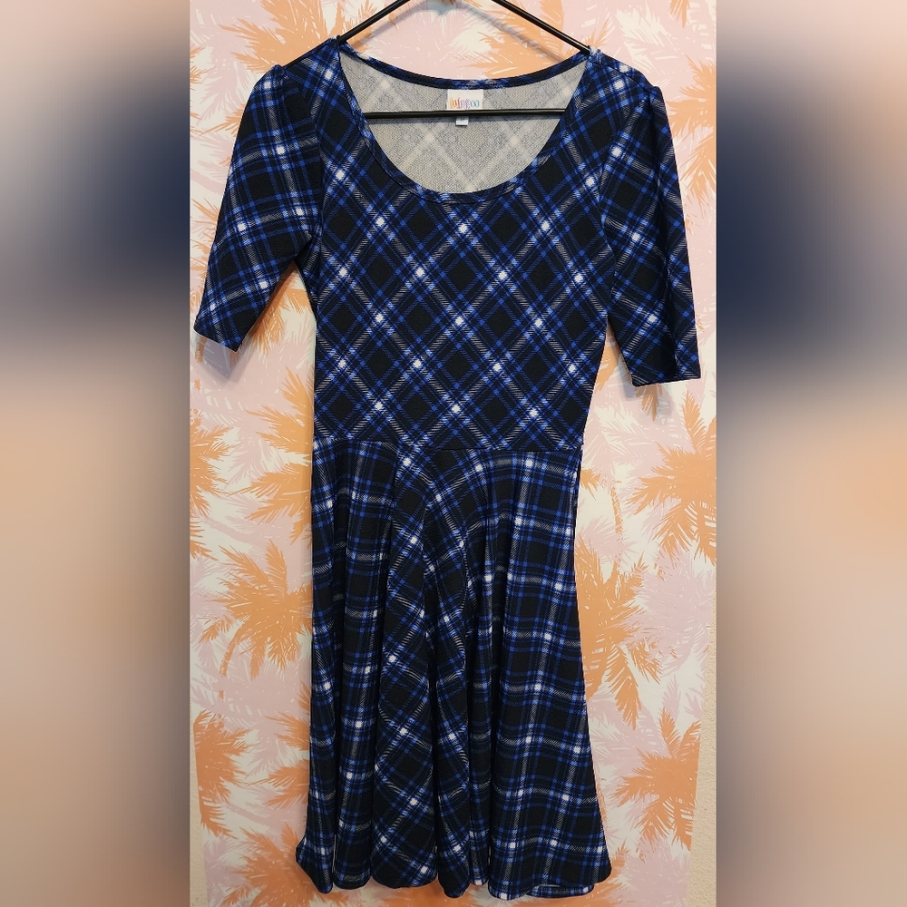 LuLaRoe Nicole Blue Plaid